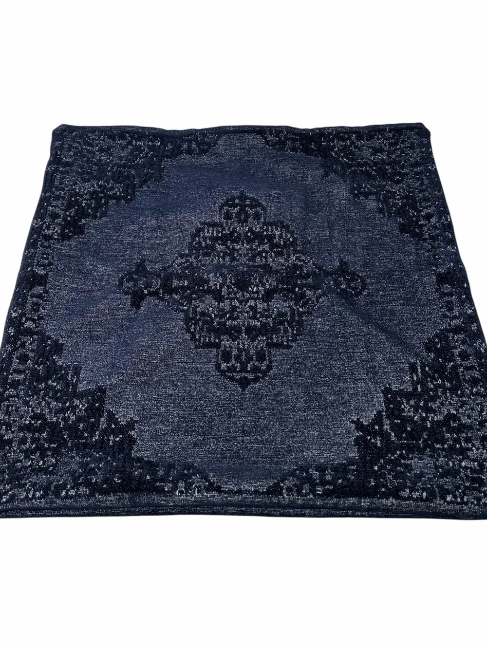 Pottery Barn Velvet Chenille Maddie Medallion 22X22 Dark Blue Pillow Cover